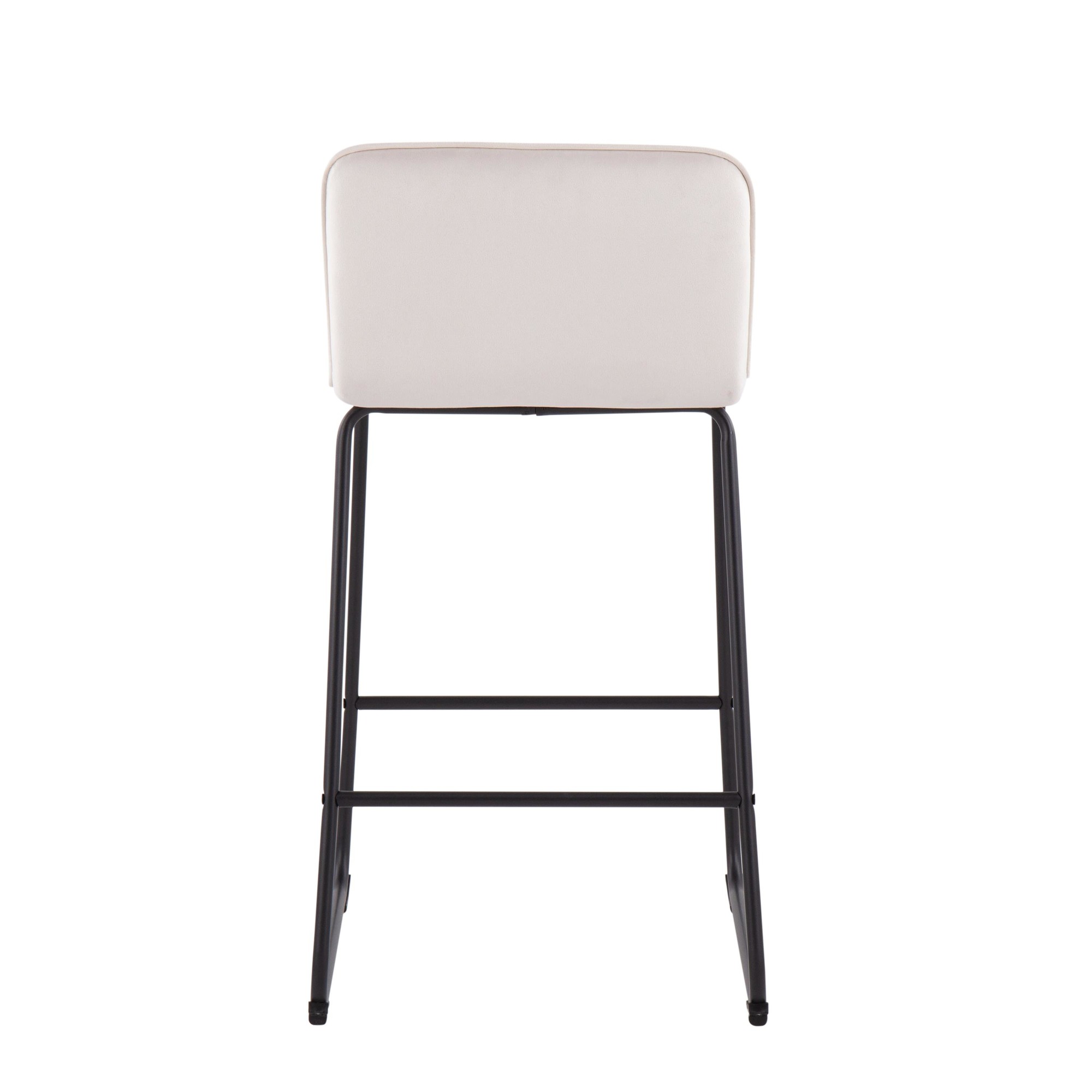 Casper Black Metal Cream Velvet Contemporary Counter Stool (Set of 2) 9 Casper Black Metal Cream Velvet Contemporary Counter Stool (Set of 2) - Image 9