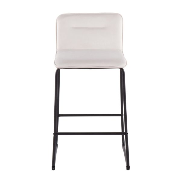 Casper Black Metal Cream Velvet Contemporary Counter Stool Set of 2 9