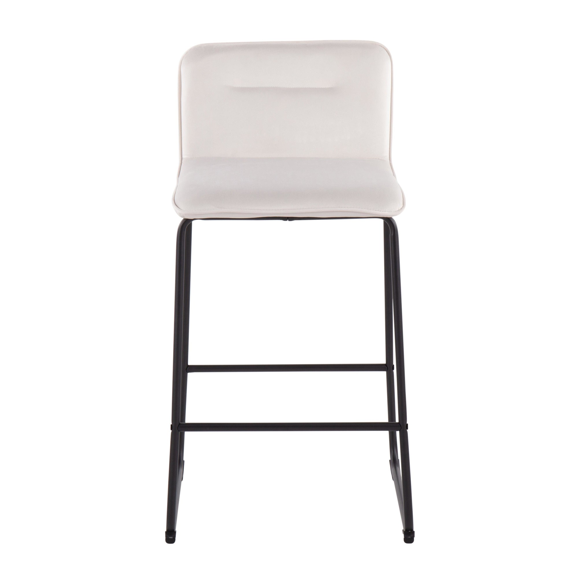 Casper Black Metal Cream Velvet Contemporary Counter Stool (Set of 2) 10 Casper Black Metal Cream Velvet Contemporary Counter Stool (Set of 2) - Image 10