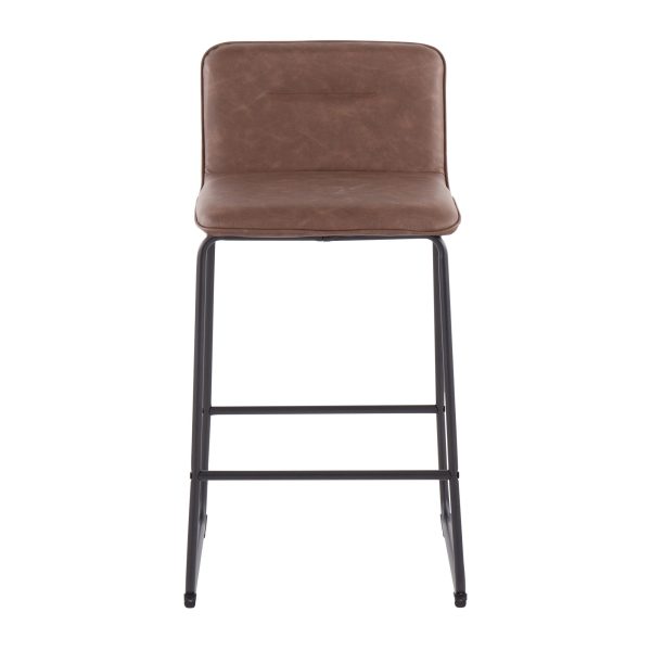 Casper Black Metal Espresso Contemporary Counter Stools Set of 2 9