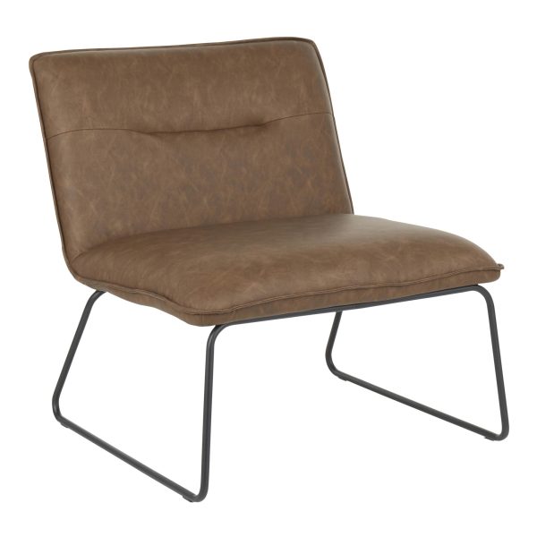 Casper Black Metal Espresso Faux Leather Industrial Accent Chair 1