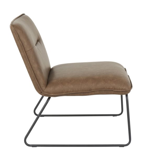 Casper Black Metal Espresso Faux Leather Industrial Accent Chair 2