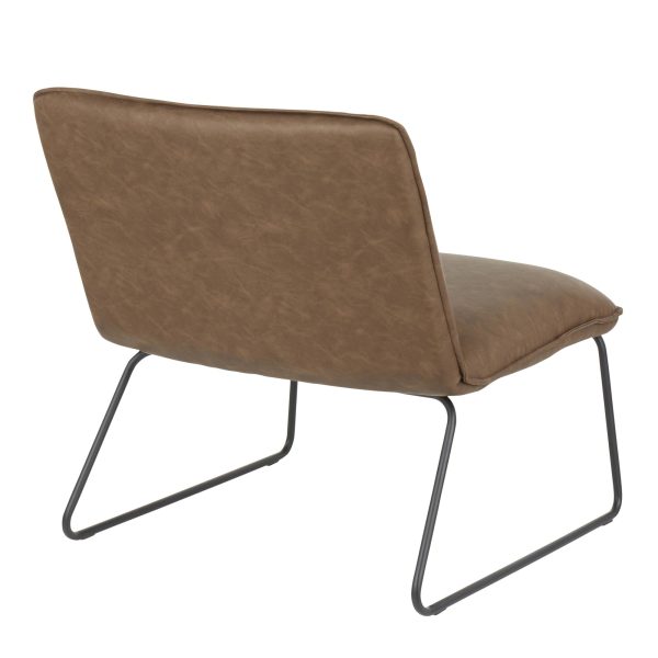 Casper Black Metal Espresso Faux Leather Industrial Accent Chair 3