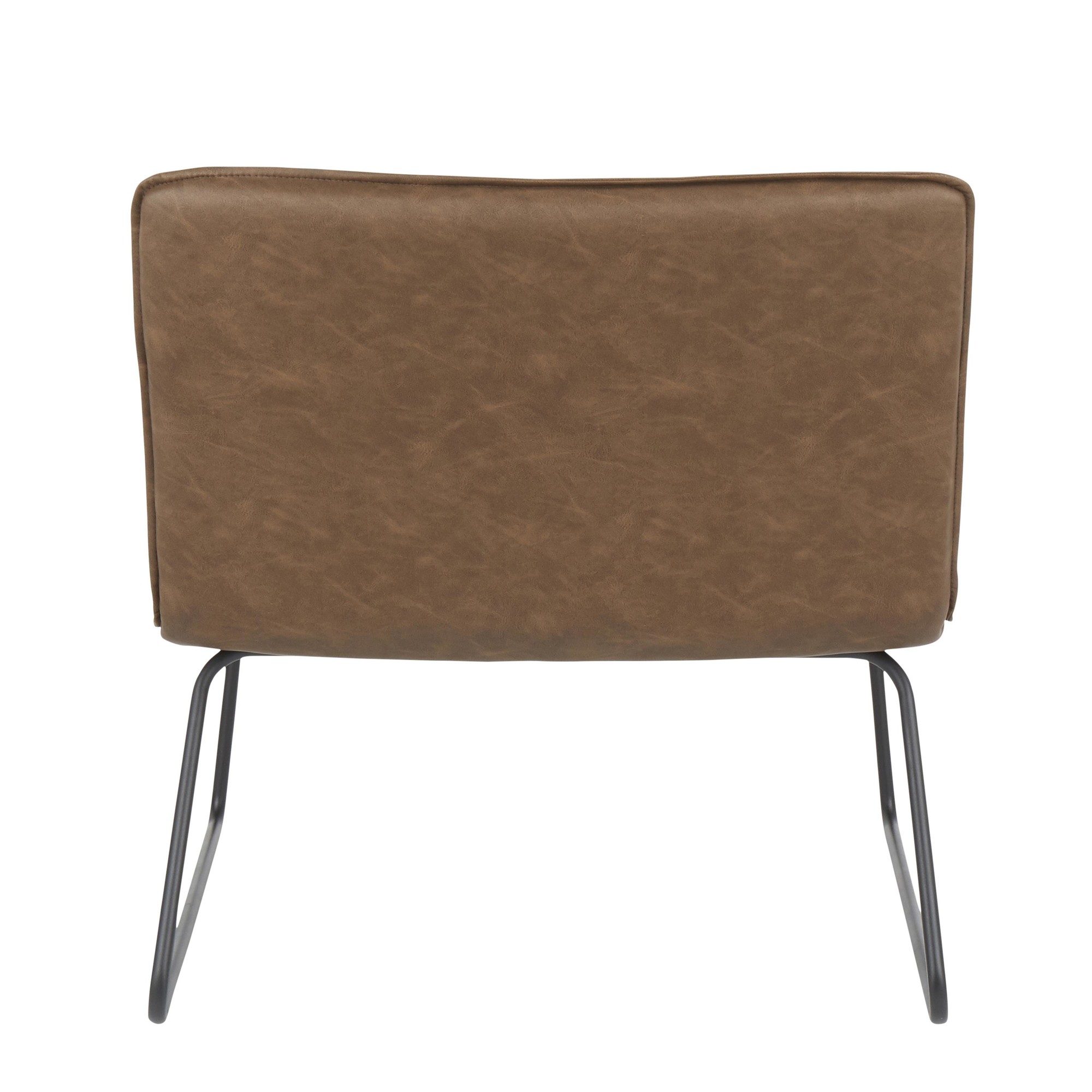 Casper Black Metal Espresso Faux Leather Industrial Accent Chair 5 Casper Black Metal Espresso Faux Leather Industrial Accent Chair - Image 5