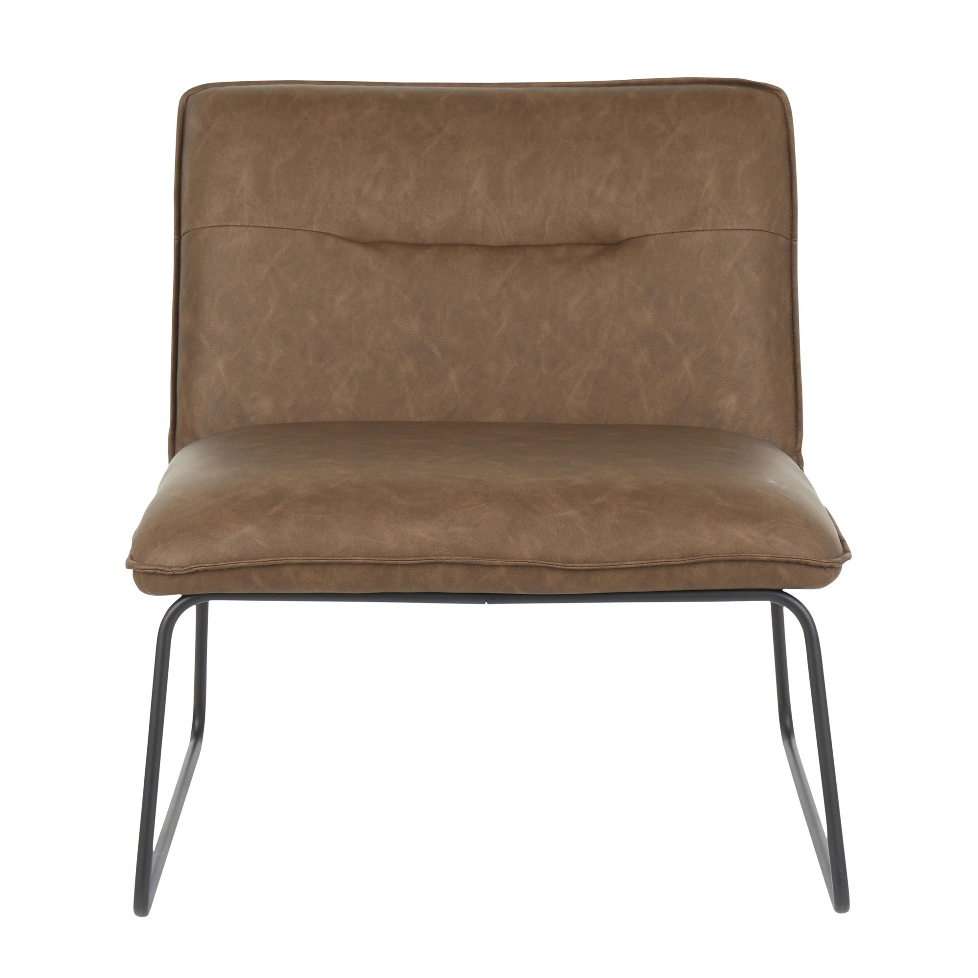 Casper Black Metal Espresso Faux Leather Industrial Accent Chair 6 Casper Black Metal Espresso Faux Leather Industrial Accent Chair - Image 6