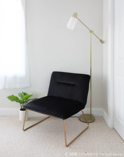 Casper Black Velvet Gold Contemporary Accent Chair