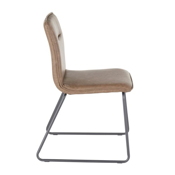 Casper Espresso Faux Leather Industrial Chairs Black Metal Set of 2 4