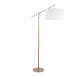 Casper Gold Contemporary Floor Lamp with Off-White Linen Shade