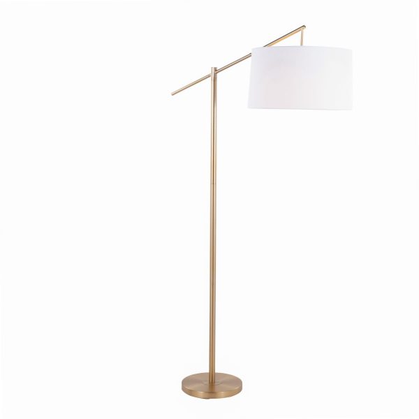 Casper Gold Contemporary Floor Lamp with Off White Linen Shade 3