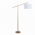 Casper Gold Contemporary Floor Lamp with Off-White Linen Shade
