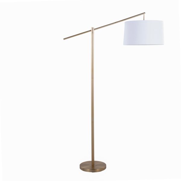 Casper Gold Contemporary Floor Lamp with Off White Linen Shade 4