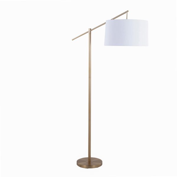 Casper Gold Contemporary Floor Lamp with Off White Linen Shade 5