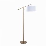 Casper Gold Contemporary Floor Lamp with Off-White Linen Shade