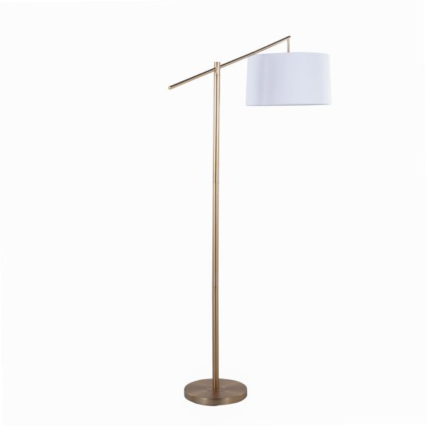 Casper Gold Contemporary Floor Lamp with Off White Linen Shade 6