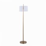 Casper Gold Contemporary Floor Lamp with Off-White Linen Shade