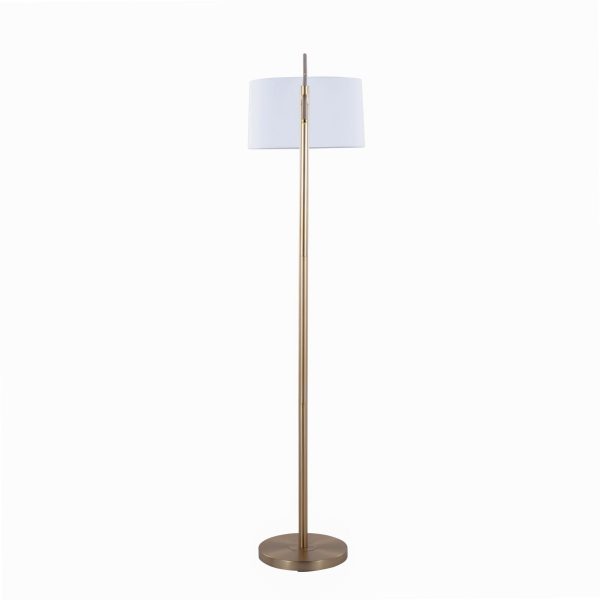 Casper Gold Contemporary Floor Lamp with Off White Linen Shade 7