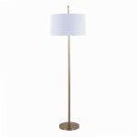 Casper Gold Contemporary Floor Lamp with Off-White Linen Shade
