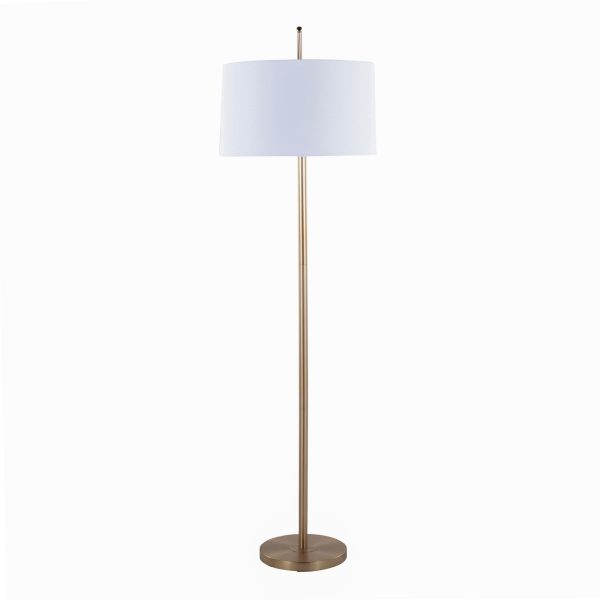Casper Gold Contemporary Floor Lamp with Off White Linen Shade 8