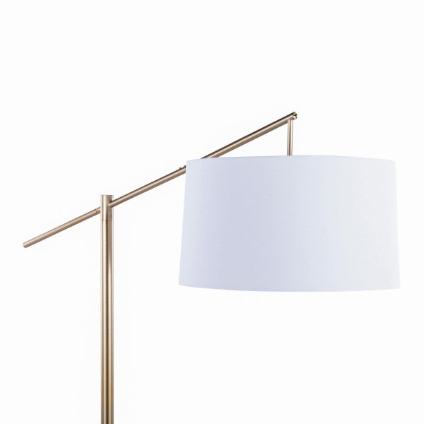 Casper Gold Contemporary Floor Lamp with Off White Linen Shade 9