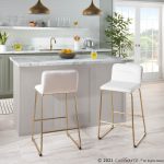 Casper Gold Cream Velvet Contemporary Counter Stools (Set of 2)