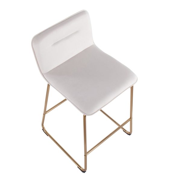 Casper Gold Cream Velvet Contemporary Counter Stools Set of 2 10