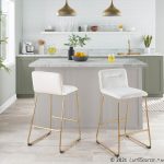 Casper Gold Cream Velvet Contemporary Counter Stools (Set of 2)