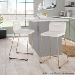 Casper Gold Cream Velvet Contemporary Counter Stools (Set of 2)