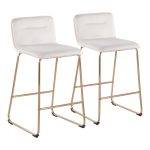 Casper Gold Cream Velvet Contemporary Counter Stools (Set of 2)