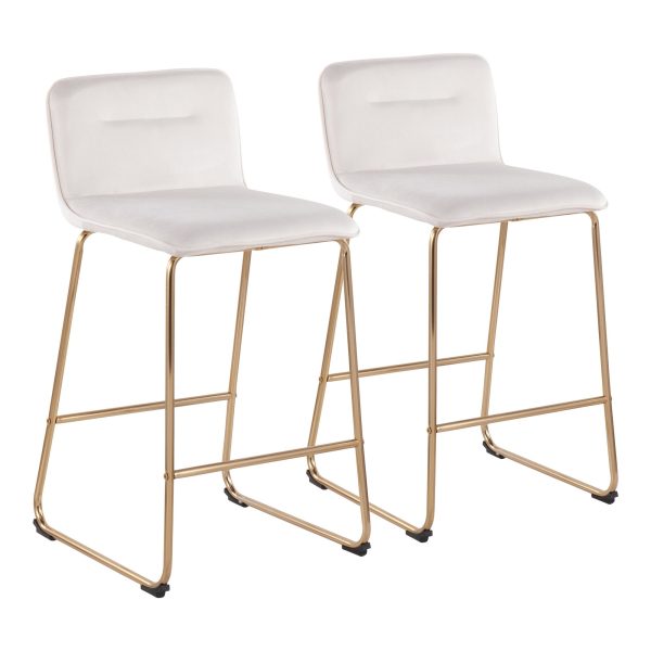 Casper Gold Cream Velvet Contemporary Counter Stools Set of 2 4
