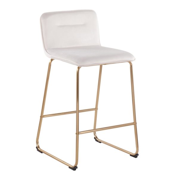 Casper Gold Cream Velvet Contemporary Counter Stools Set of 2 5