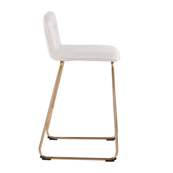 Casper Gold Cream Velvet Contemporary Counter Stools Set of 2 6