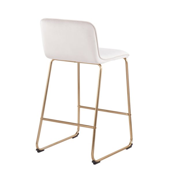 Casper Gold Cream Velvet Contemporary Counter Stools Set of 2 7