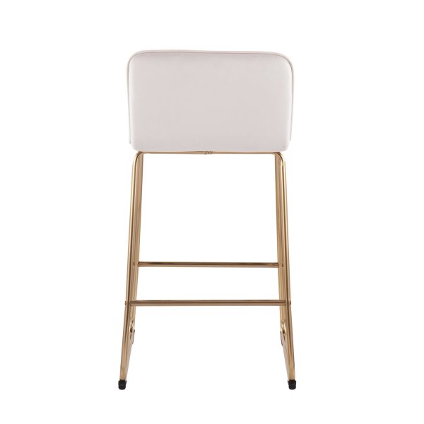 Casper Gold Cream Velvet Contemporary Counter Stools Set of 2 8