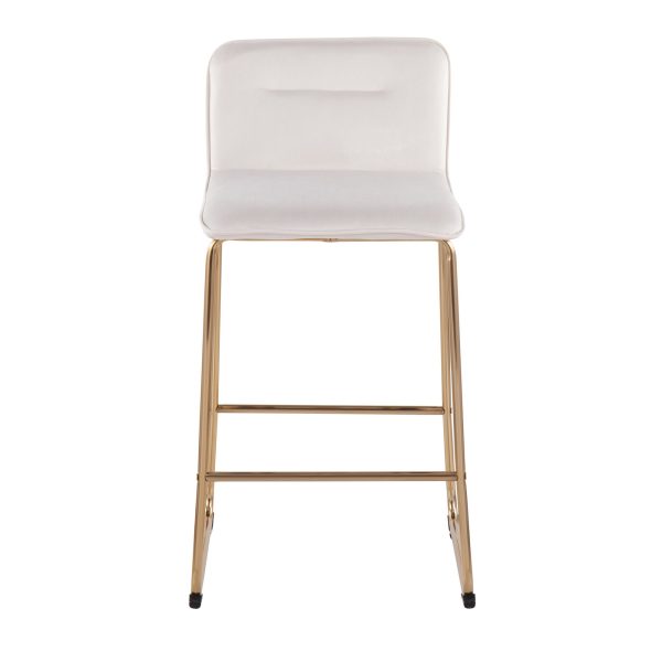 Casper Gold Cream Velvet Contemporary Counter Stools Set of 2 9