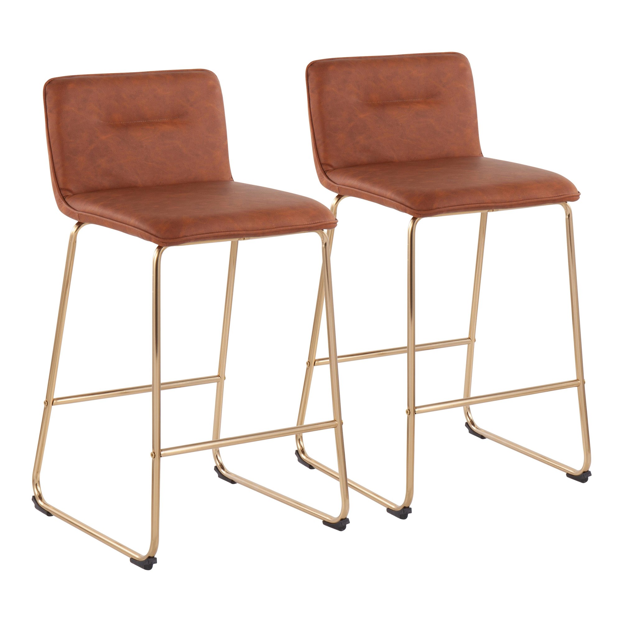 Casper Gold and Camel Contemporary Counter Stools (Set of 2) 3 Casper Gold and Camel Contemporary Counter Stools (Set of 2) - Image 3