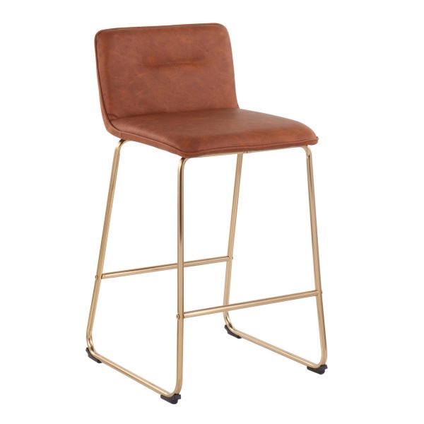 Casper Gold and Camel Contemporary Counter Stools Set of 2 3