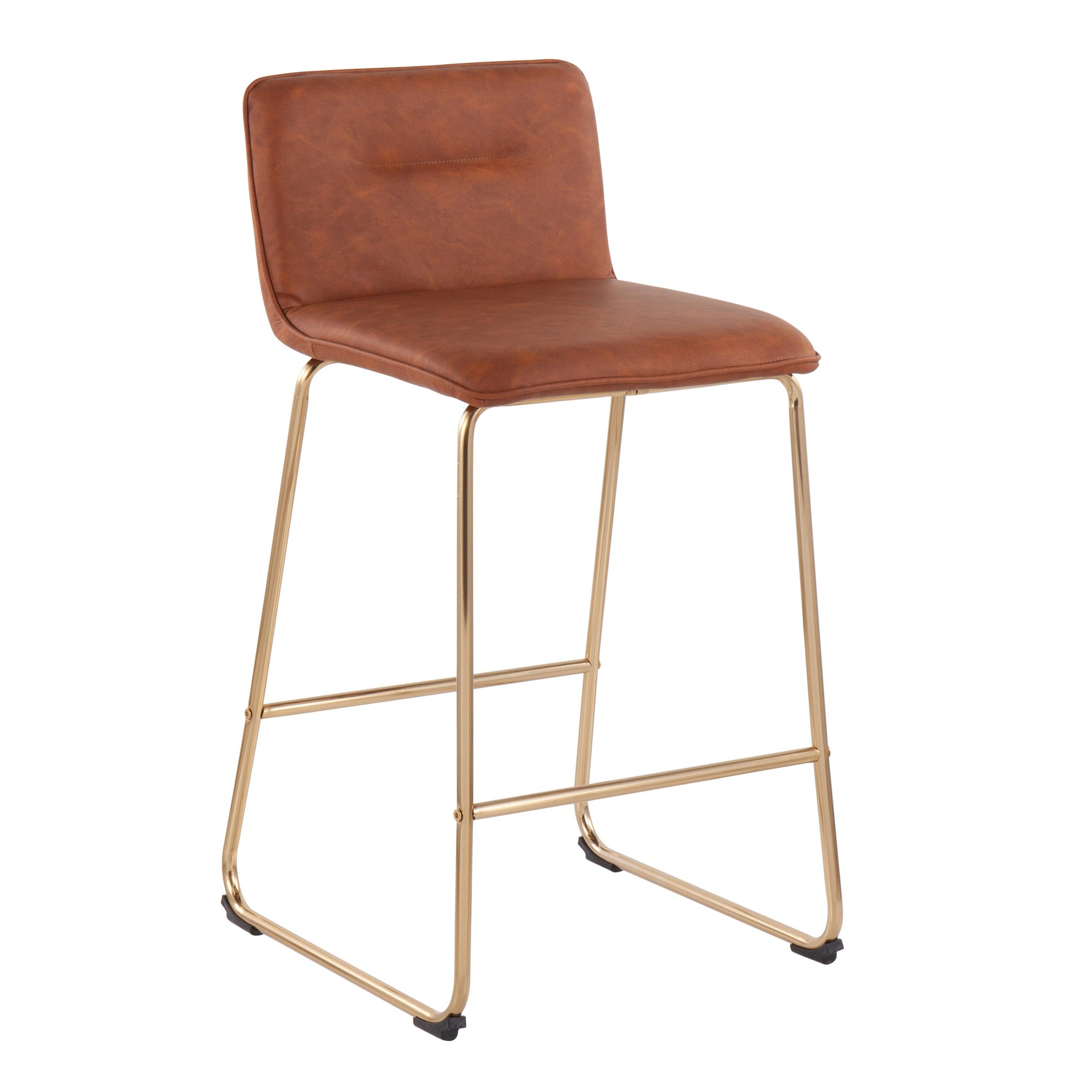 Casper Gold and Camel Contemporary Counter Stools (Set of 2) 4 Casper Gold and Camel Contemporary Counter Stools (Set of 2) - Image 4