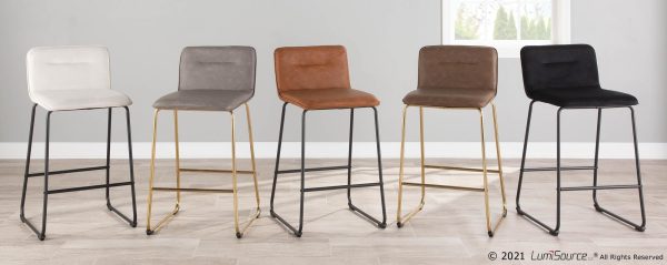 Casper Gold and Camel Contemporary Counter Stools Set of 2