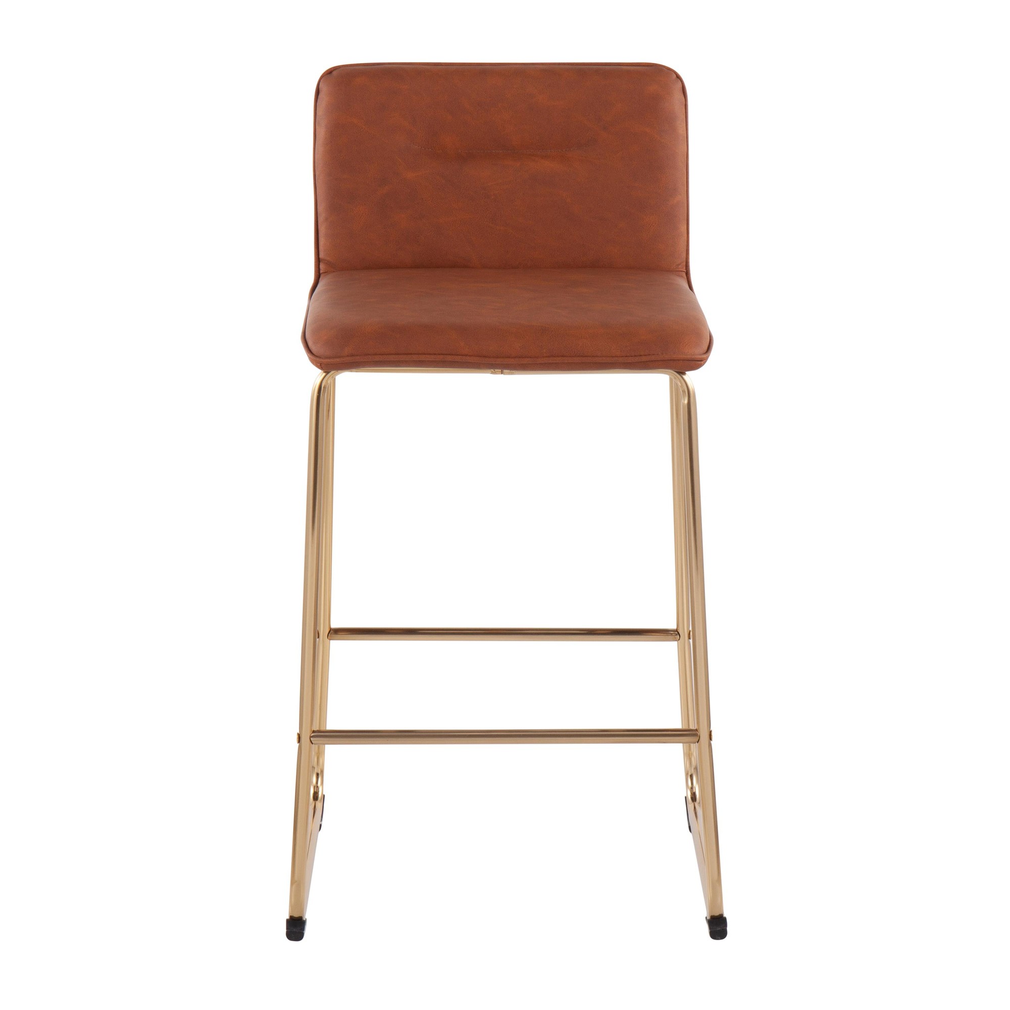 Casper Gold and Camel Contemporary Counter Stools (Set of 2) 8 Casper Gold and Camel Contemporary Counter Stools (Set of 2) - Image 8