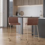 Casper Gold and Espresso Faux Leather Counter Stools (Set of 2) 13 Casper Gold and Espresso Faux Leather Counter Stools (Set of 2)