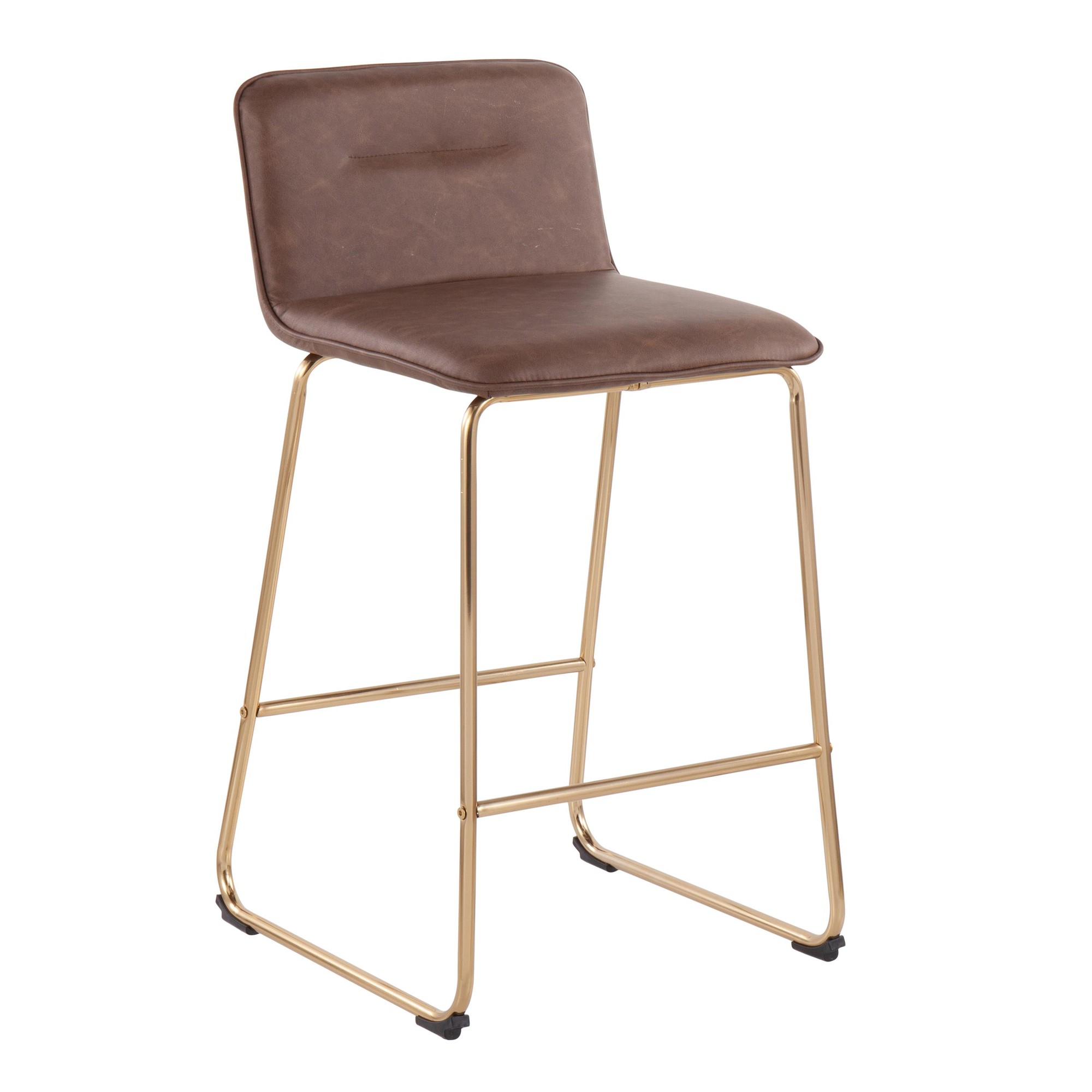 Casper Gold and Espresso Faux Leather Counter Stools (Set of 2) 4 Casper Gold and Espresso Faux Leather Counter Stools (Set of 2) - Image 4