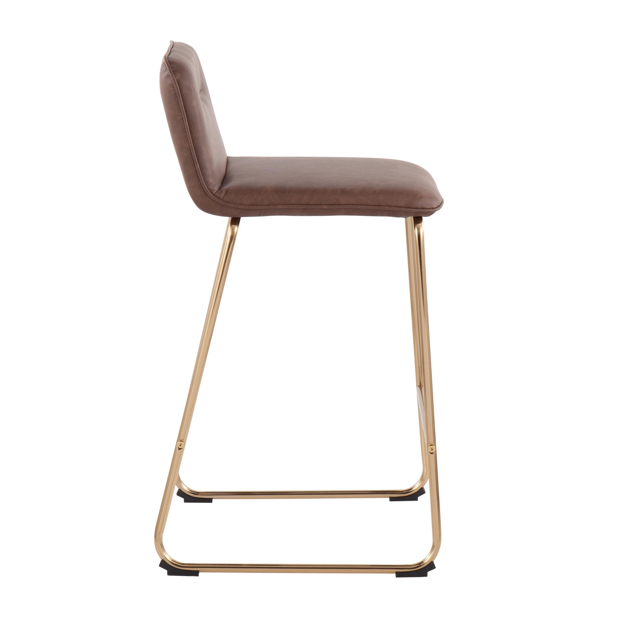 Casper Gold and Espresso Faux Leather Counter Stools (Set of 2) 5 Casper Gold and Espresso Faux Leather Counter Stools (Set of 2) - Image 5