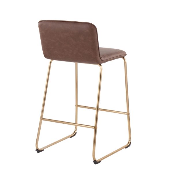 Casper Gold and Espresso Faux Leather Counter Stools Set of 2 5