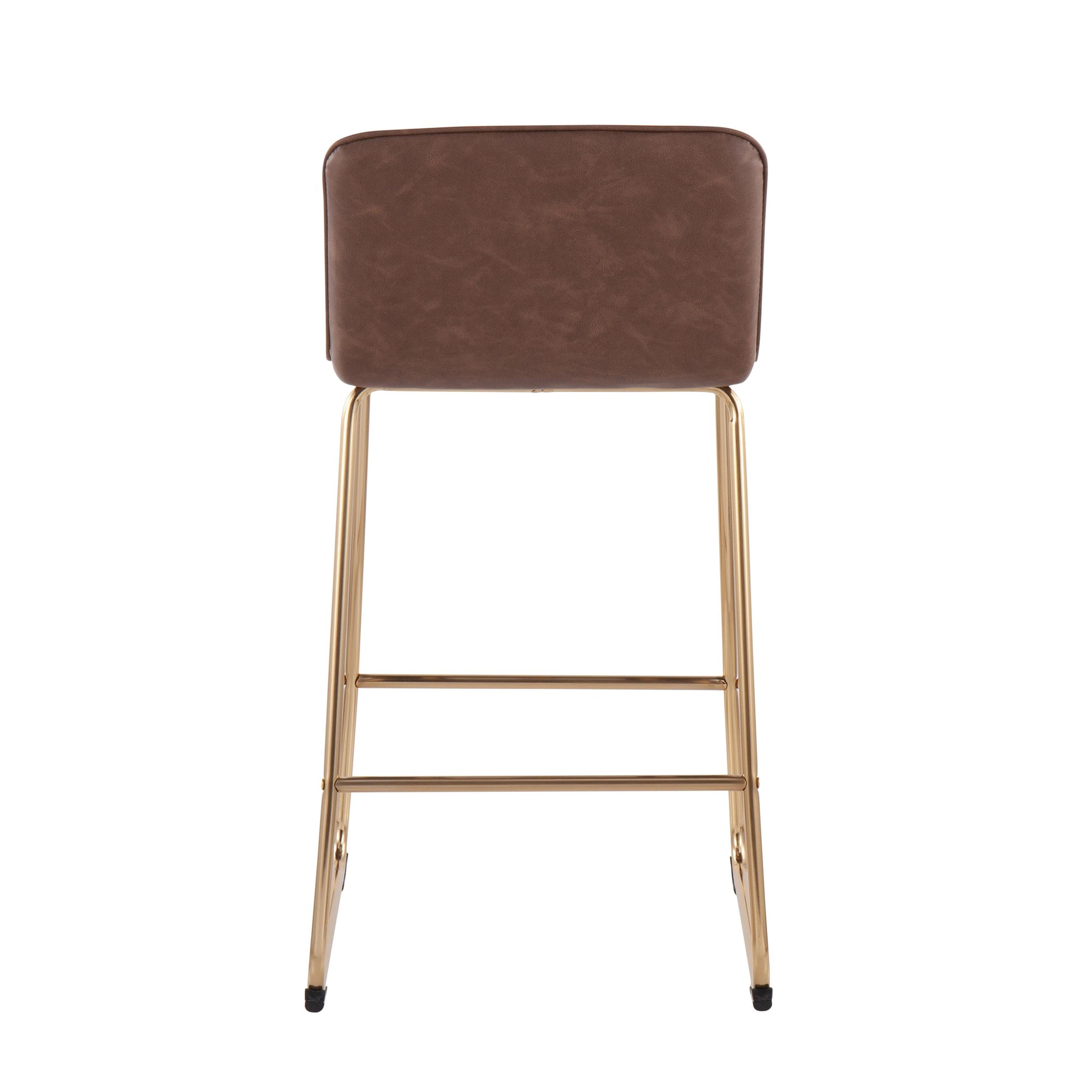 Casper Gold and Espresso Faux Leather Counter Stools (Set of 2) 7 Casper Gold and Espresso Faux Leather Counter Stools (Set of 2) - Image 7