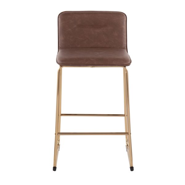Casper Gold and Espresso Faux Leather Counter Stools Set of 2 7