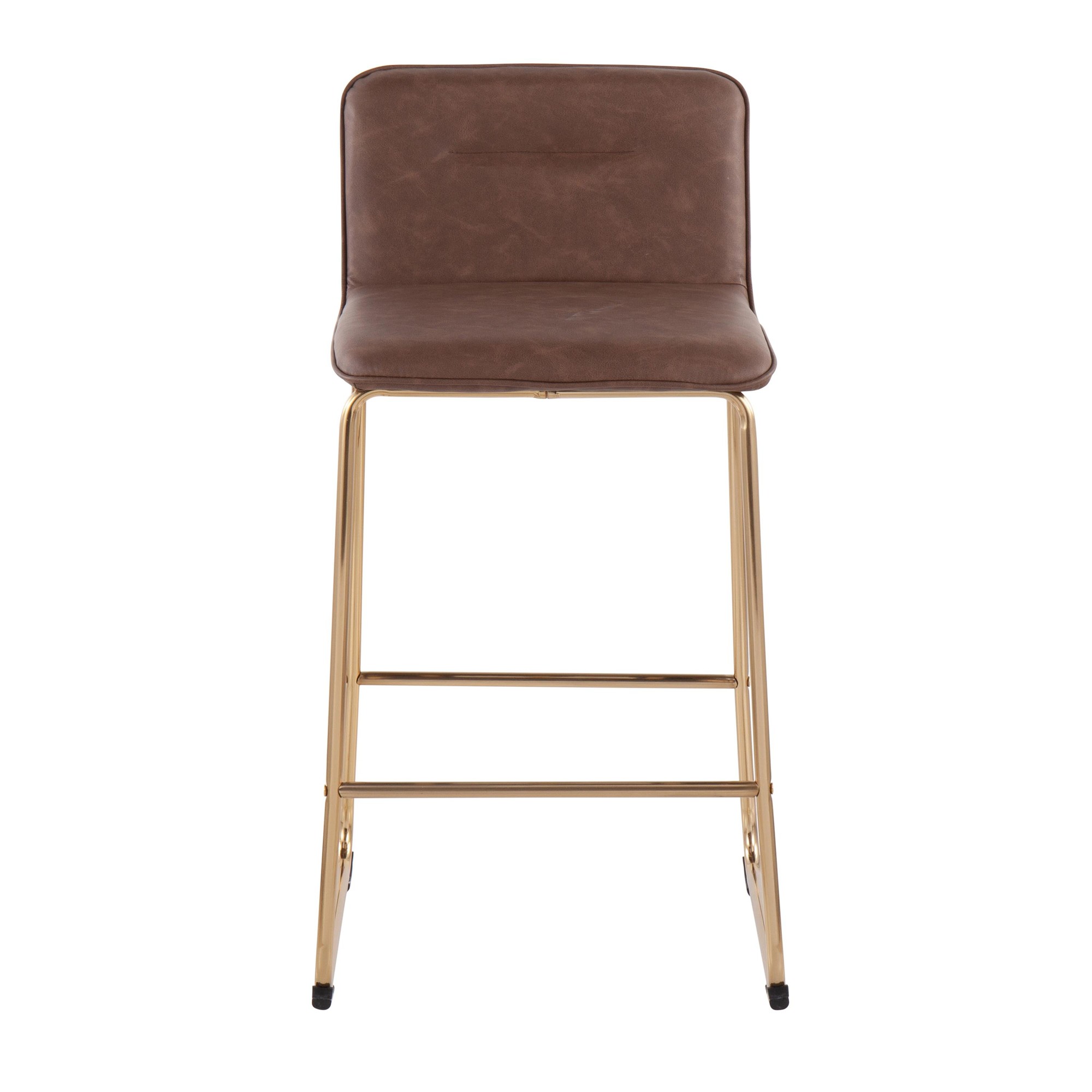 Casper Gold and Espresso Faux Leather Counter Stools (Set of 2) 8 Casper Gold and Espresso Faux Leather Counter Stools (Set of 2) - Image 8