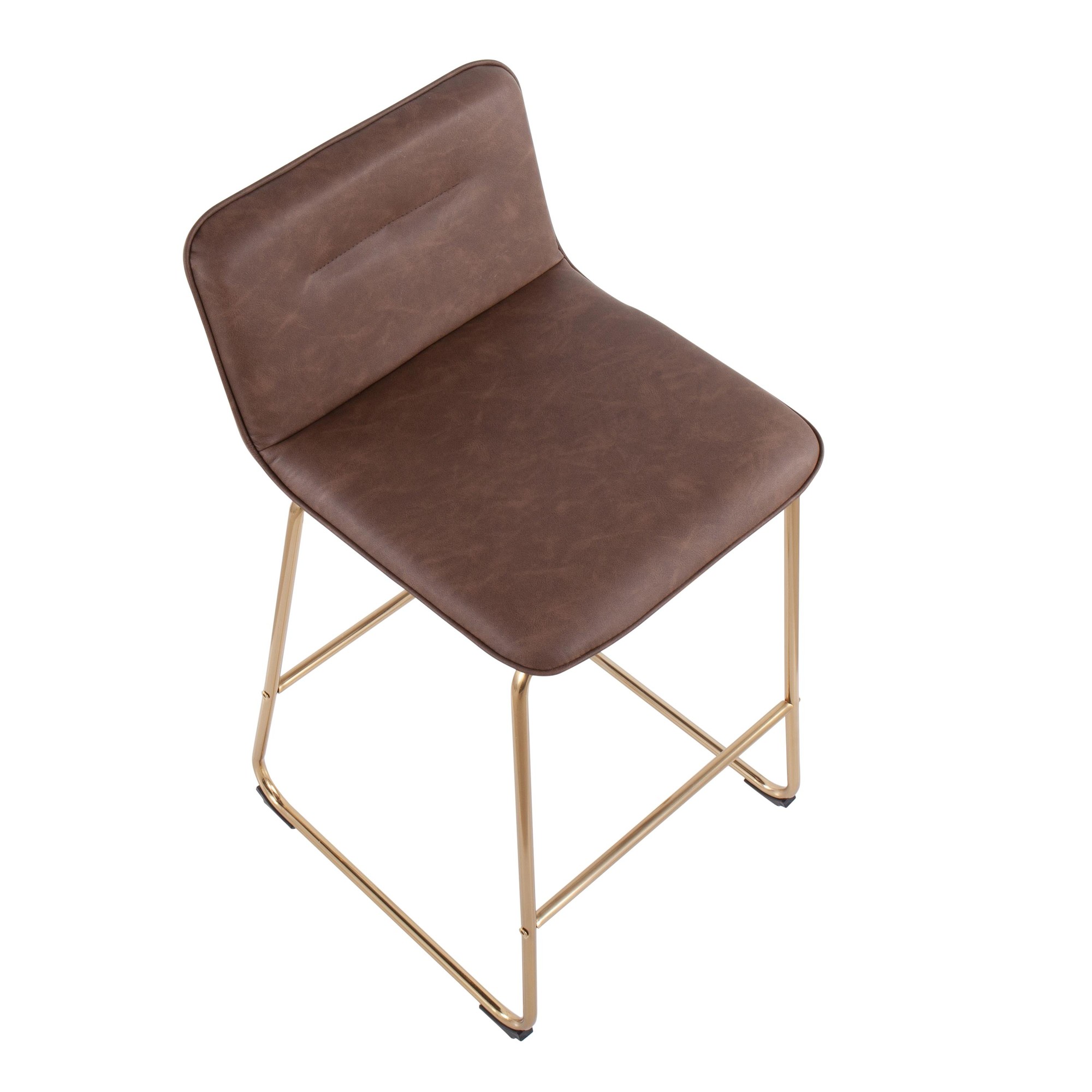 Casper Gold and Espresso Faux Leather Counter Stools (Set of 2) 9 Casper Gold and Espresso Faux Leather Counter Stools (Set of 2) - Image 9