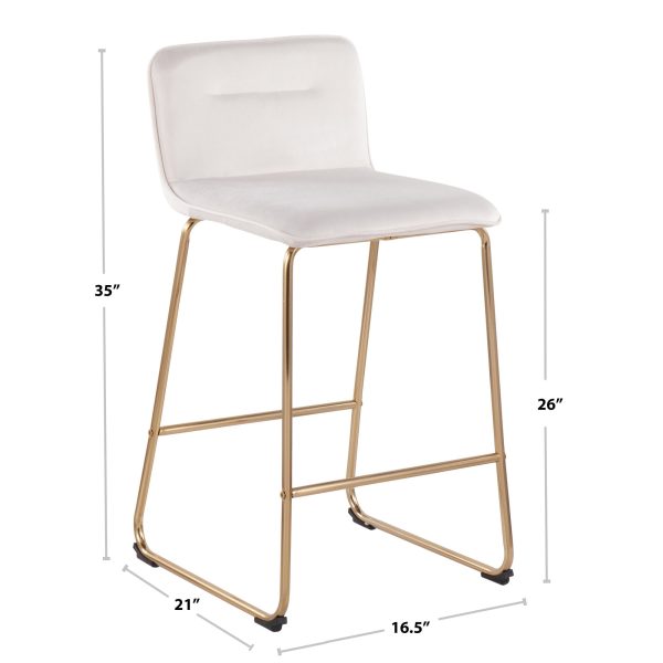 Casper Gold and Espresso Faux Leather Counter Stools Set of 2 9