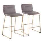 Casper Gold and Grey Faux Leather Counter Stools (Set of 2)