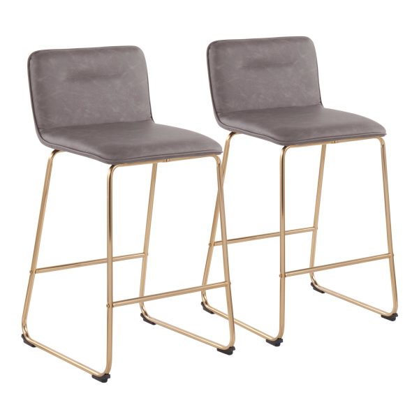 Casper Gold and Grey Faux Leather Counter Stools Set of 2 2